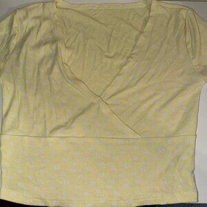 Yellow Floral Wrap Top – Size M